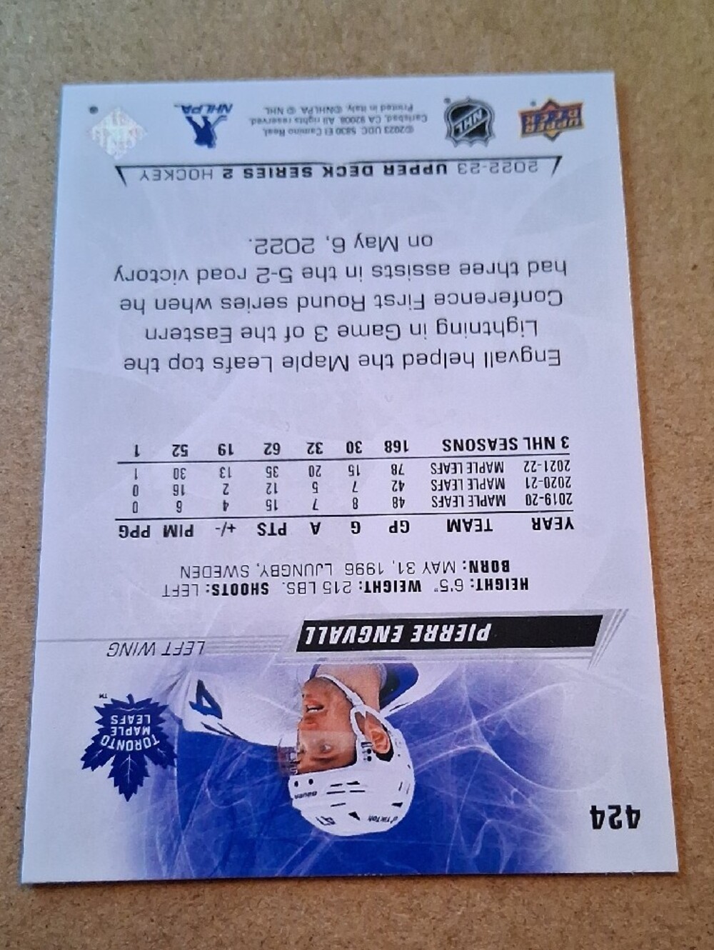 Toronto Maple Leafs Pierre Engvall Hockey Card - White & Blue - Picture 4 of 4